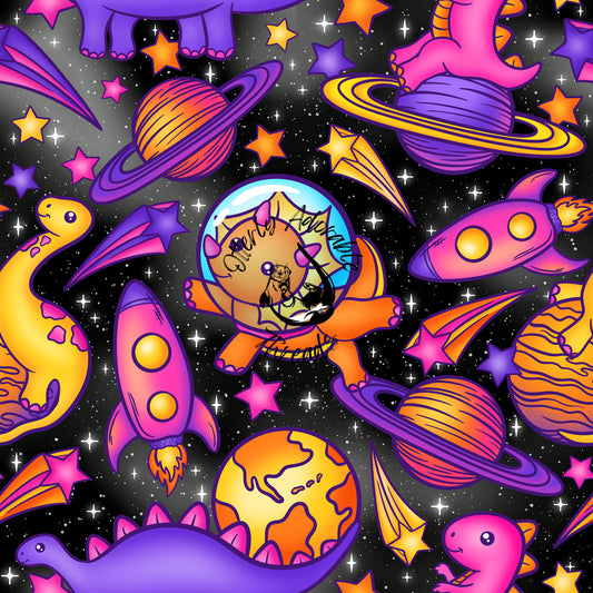 Space dinos - pink/orange/purple