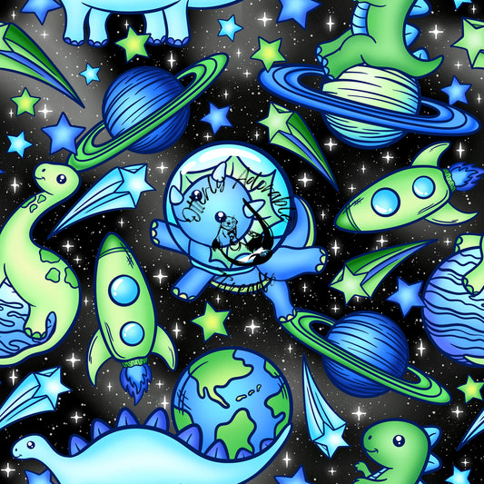 Space dinos - blue/green