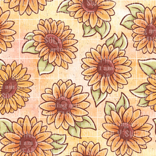 Sunflowers - orange grid