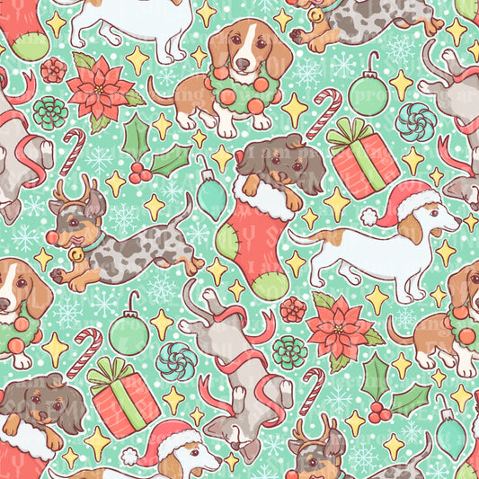 Christmas dachshunds - green