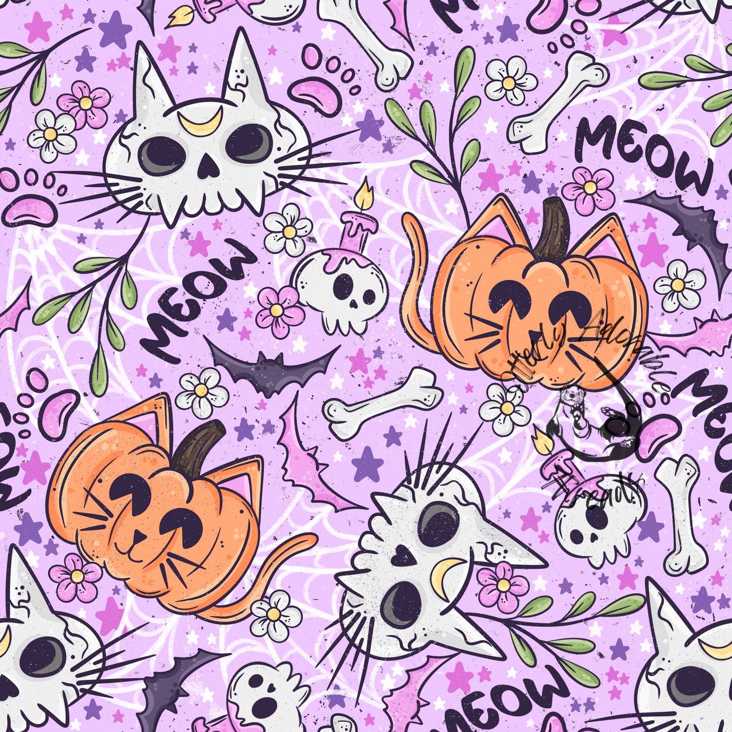 Kitty skulls - purple