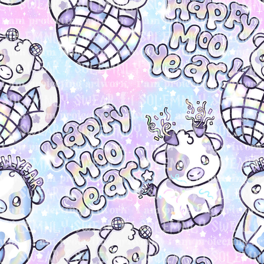 Happy moo year - cotton candy