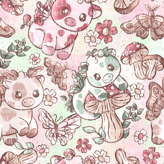 Butterfly fairy cows - pink/green tie dye