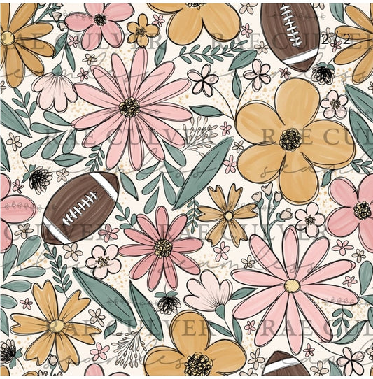 Football floral - pink/yellow