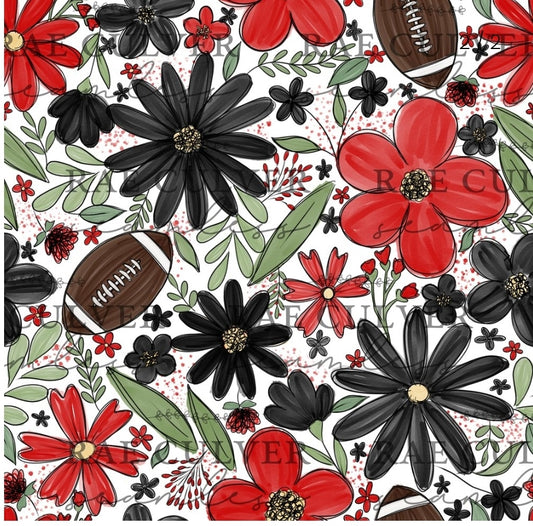 Football floral - red/black