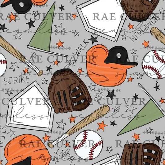 Baseball equipment - orange/grey