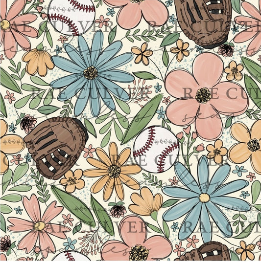 Baseball floral - boho