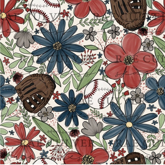 Baseball floral - vintage