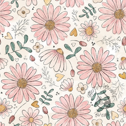 Sketchy daisies - pink